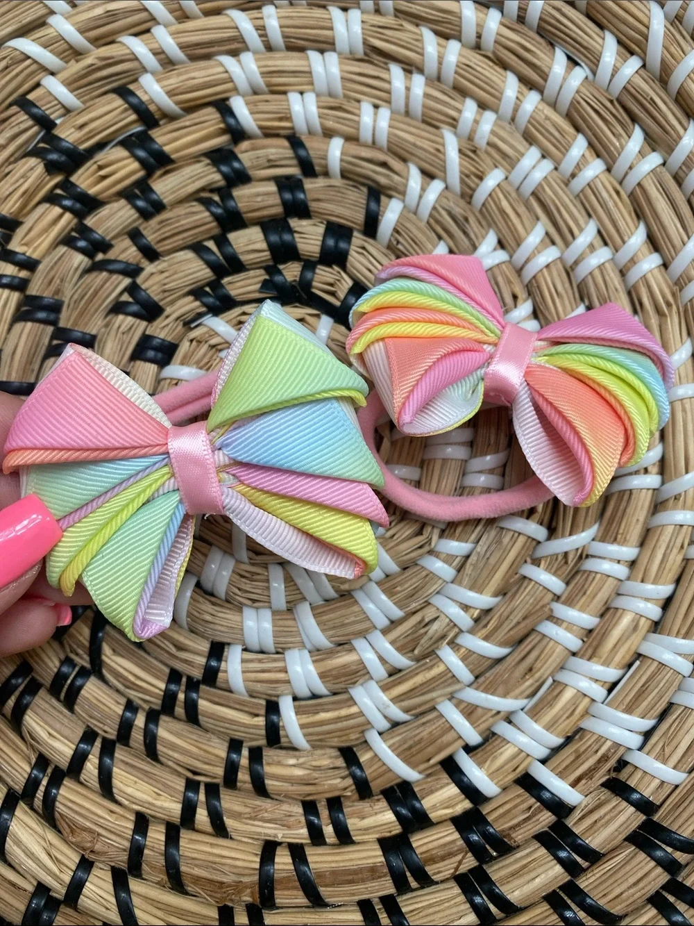 White and Pastel Multi-Color Kids Hair Bow Bundle